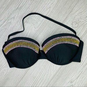 Ninety six degrees black beaded bikini top swimwear bathing suit swimsuit m